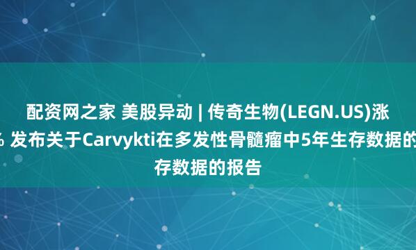 配资网之家 美股异动 | 传奇生物(LEGN.US)涨逾6% 发布关于Carvykti在多发性骨髓瘤中5年生存数据的报告